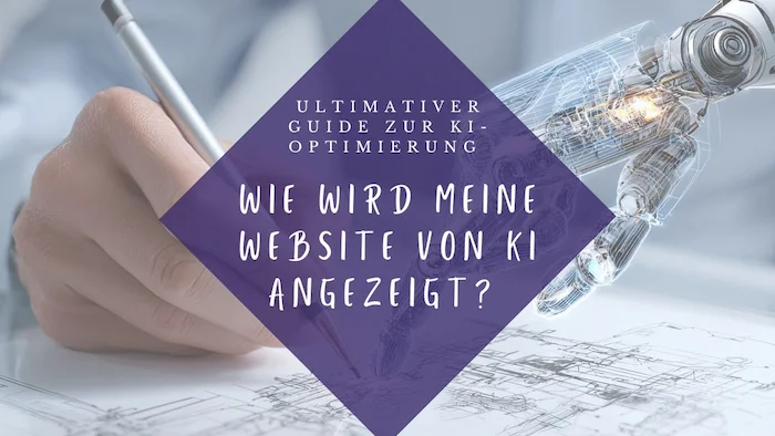 Wie wird meine Website von KI angezeigt? Der ultimative Guide 2025 zur KI-Optimierung für Coaches und Beraterinnen, Schreiben und Hand von Roboter treffen sich